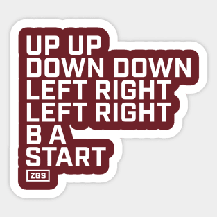 Up Up Down Down Left Right Left Right B A Start Sticker